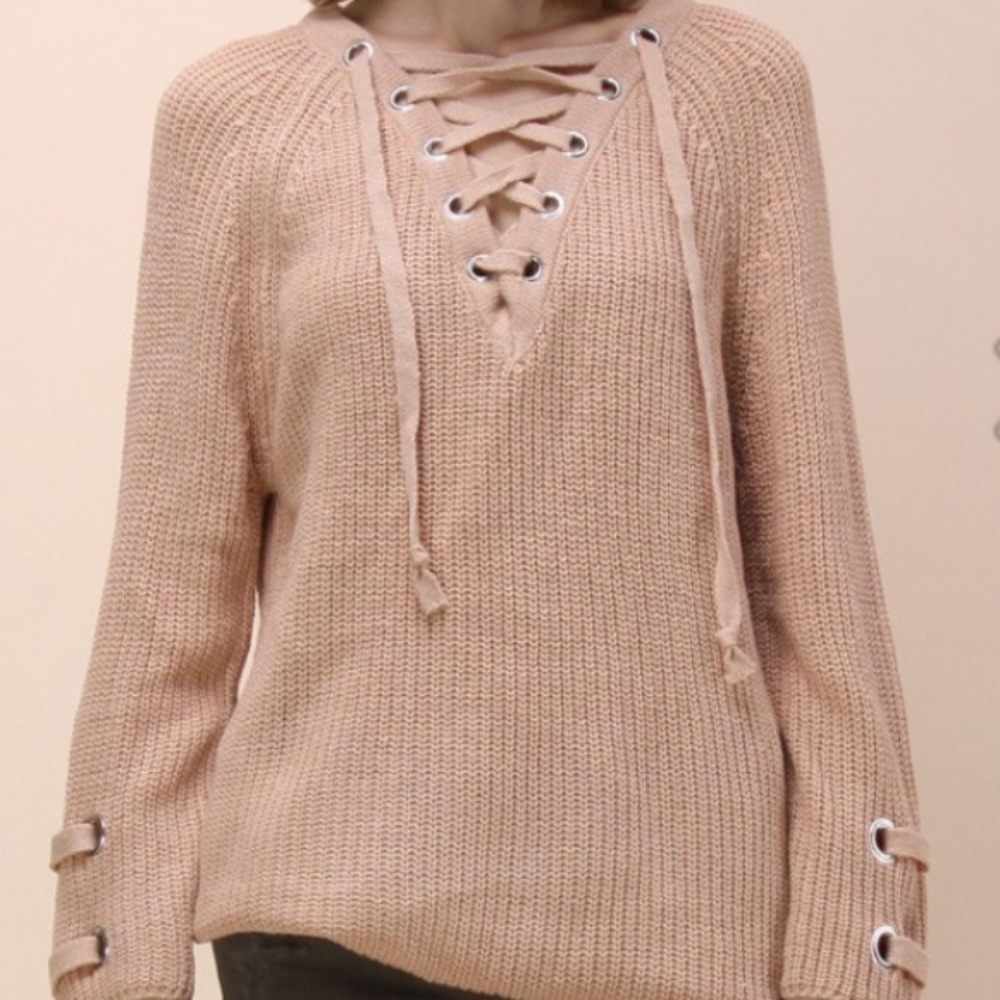 Lace up sweater